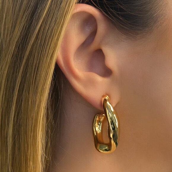 "Calia" ANTHRO Chunky Pear-Shaped Geometric Earrings - Picture 1 of 4
